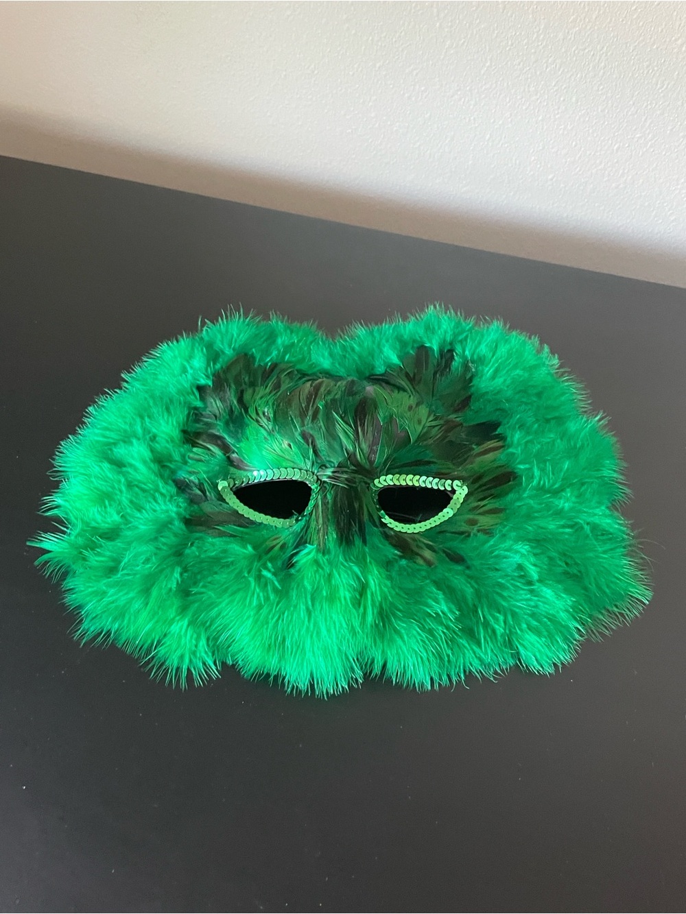 Green Feathered masquerade Face Mask